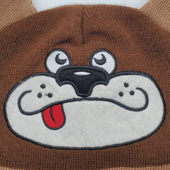 IXtreme Kids Hat Trapper Boy Doggie Face Floppy Ears Brown Tan Striped Ear Flaps - Picture 5 of 5